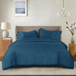 grey cotton satin stripe bed sheet set 6 pcs set navy blue bed sheet set.