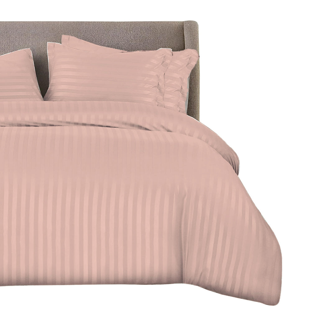 cotton satin stripe bed sheet set pink bed sheet set.