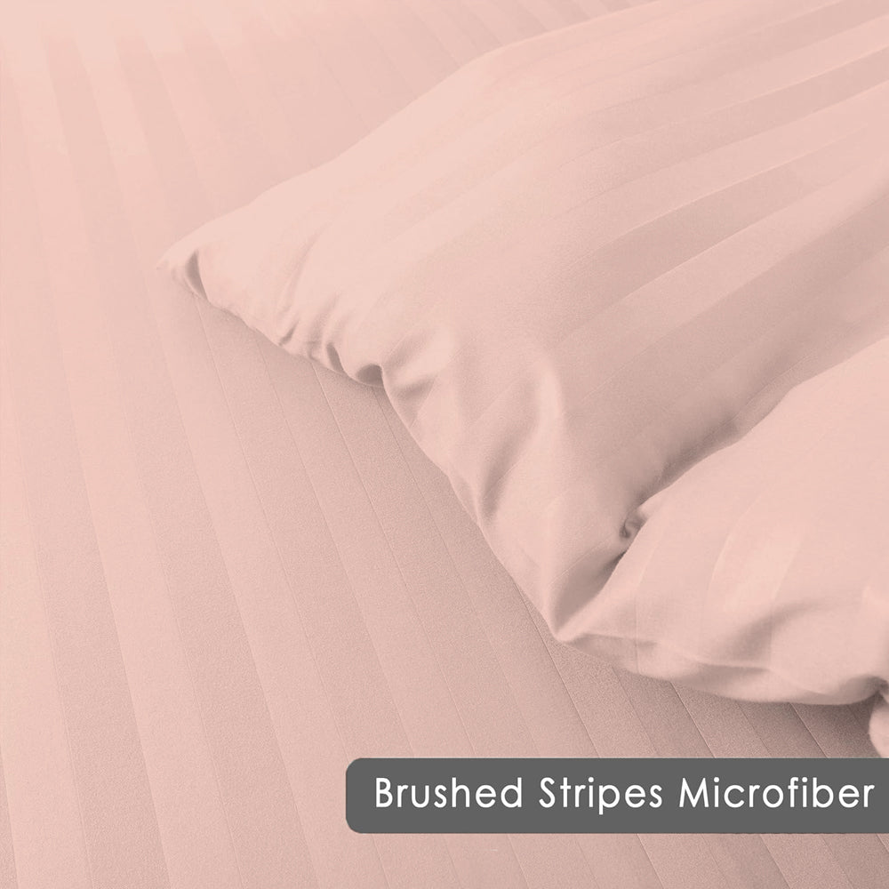 cotton satin stripe bed sheet set pink bed sheet set.