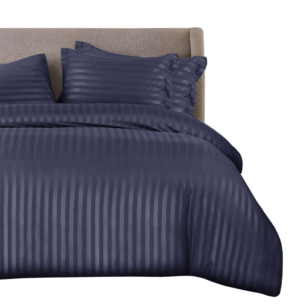 Cotton Sateen Stripe Bed Sheet Set Purple 
