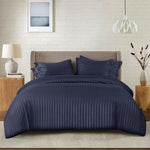 Cotton Sateen Stripe Bed Sheet Set Purple