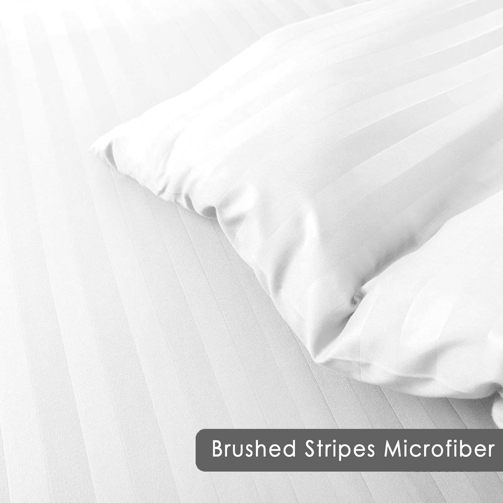 cotton satin stripe bed sheet set 6 pcs set white bed sheet set.