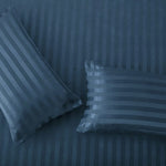 Cotton Sateen Stripe Fitted Sheet 3 Pcs Blue 