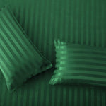 Cotton Sateen Stripe Fitted Sheet 3 Pcs Green 