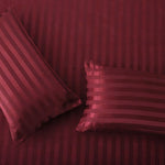 Cotton Sateen Stripe Fitted Sheet 3 Pcs Maroon 