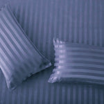Cotton Sateen Stripe Fitted Sheet 3 Pcs Navy Blue