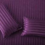 Cotton Sateen Stripe Fitted Sheet 3 Pcs Purple