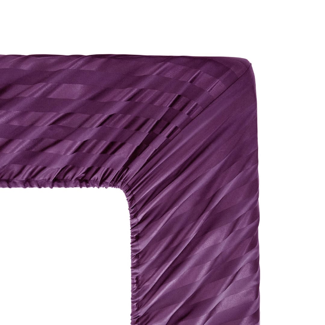 Cotton Sateen Stripe Fitted Sheet 3 Pcs Purple