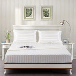 Cotton Sateen Stripe Fitted Sheet 3 Pcs White