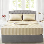 Cotton Sateen Stripe Fitted Sheet 3 Pcs off-white