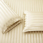 Cotton Sateen Stripe Fitted Sheet 3 Pcs off-white