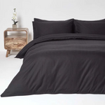Cotton Sateen Stripe Sheet Black