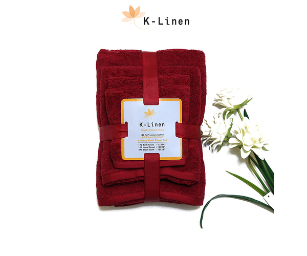 K-Linen Towel Set 4 Pcs - Maroon