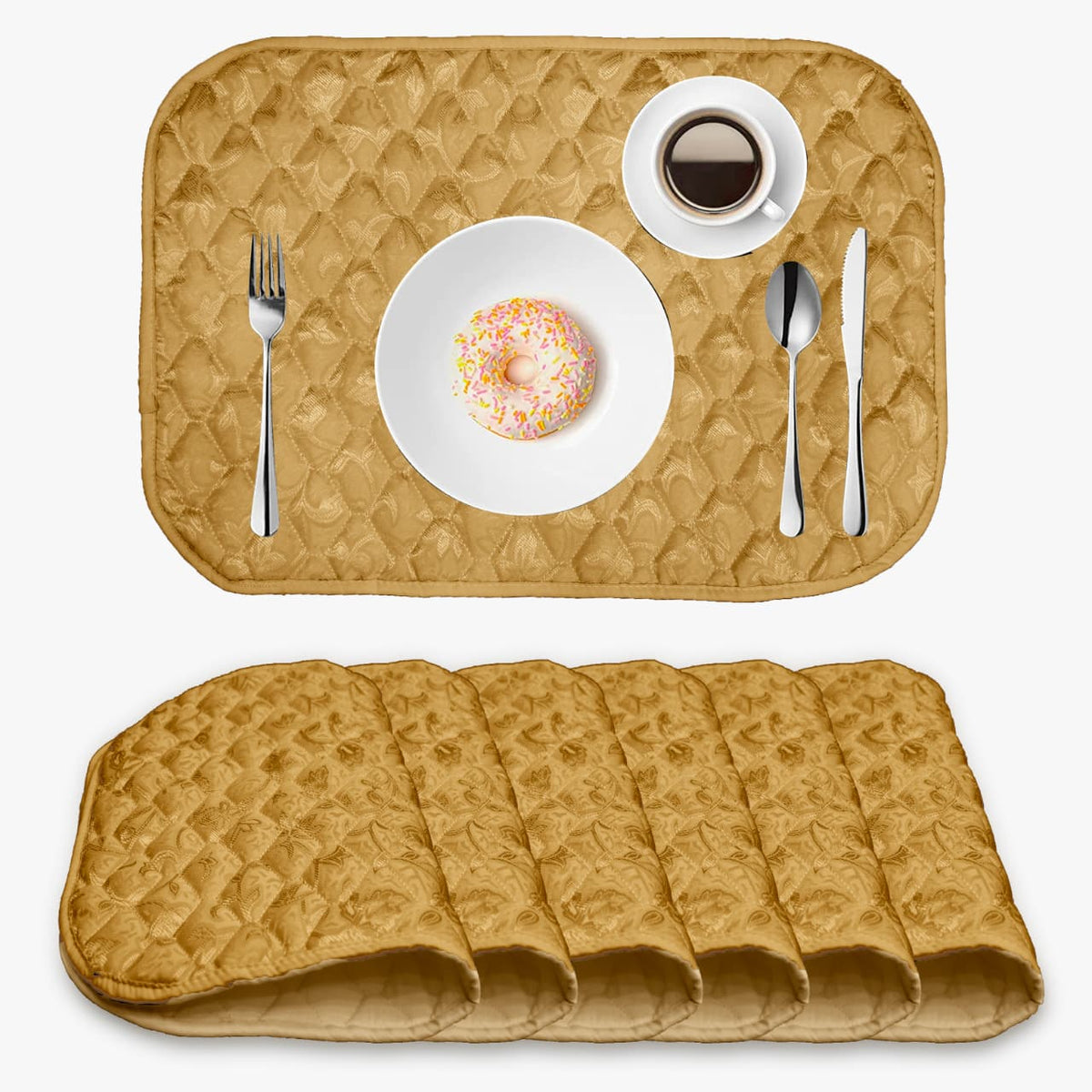 Elara Quilted Table Matt - Pack of 6 Pcs