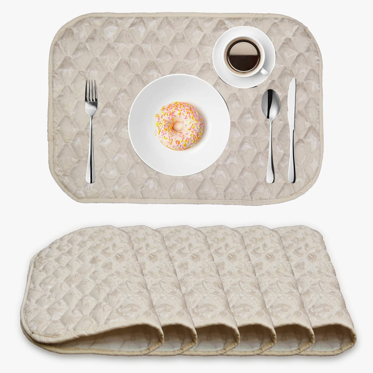 Elara Quilted Table Matt - Pack of 6 Pcs