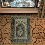 embroided velvet prayer mat dark grey