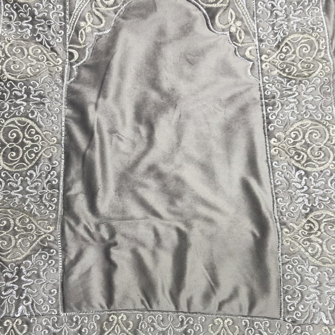 embroided velvet prayer mat grey