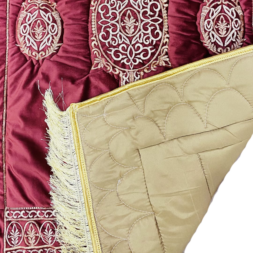 embroided velvet prayer mat maroon