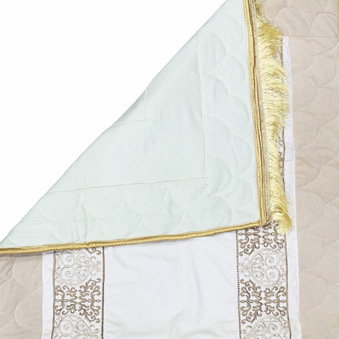 embroided velvet prayer mat off white