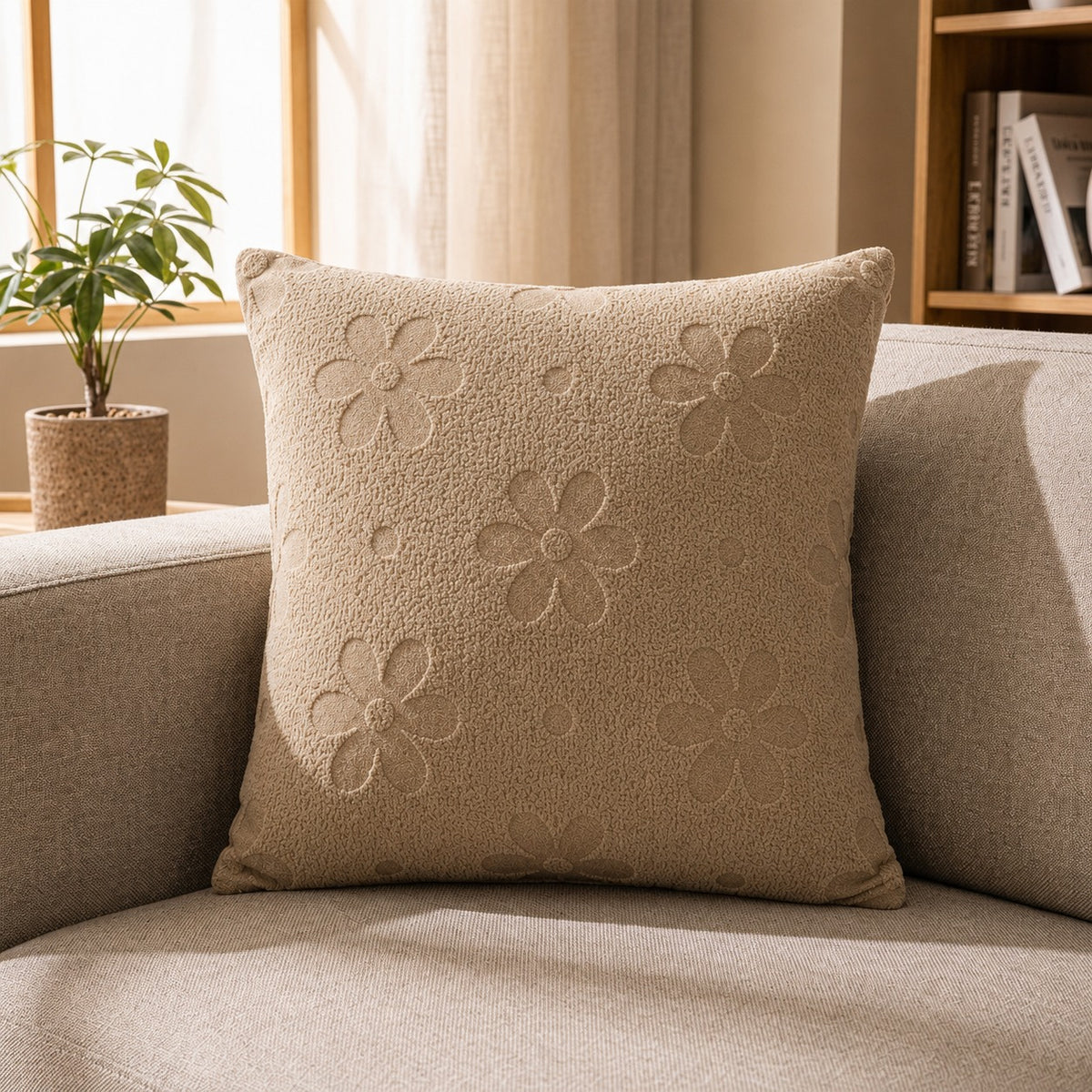 Flora Jacquard Cushion Cover - Beige