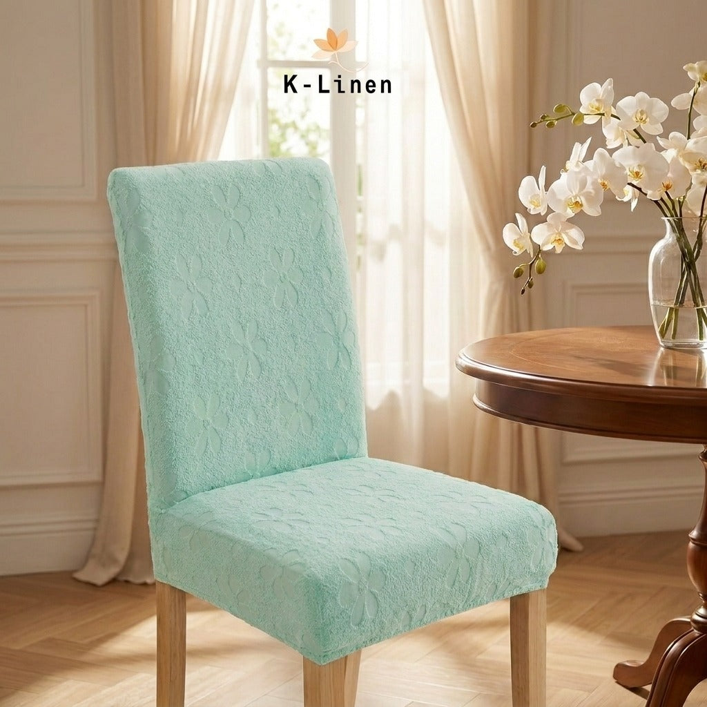 Flora Jacquard Dining Chair Covers - Mint Petal