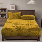 velvet fitted sheet camel brown