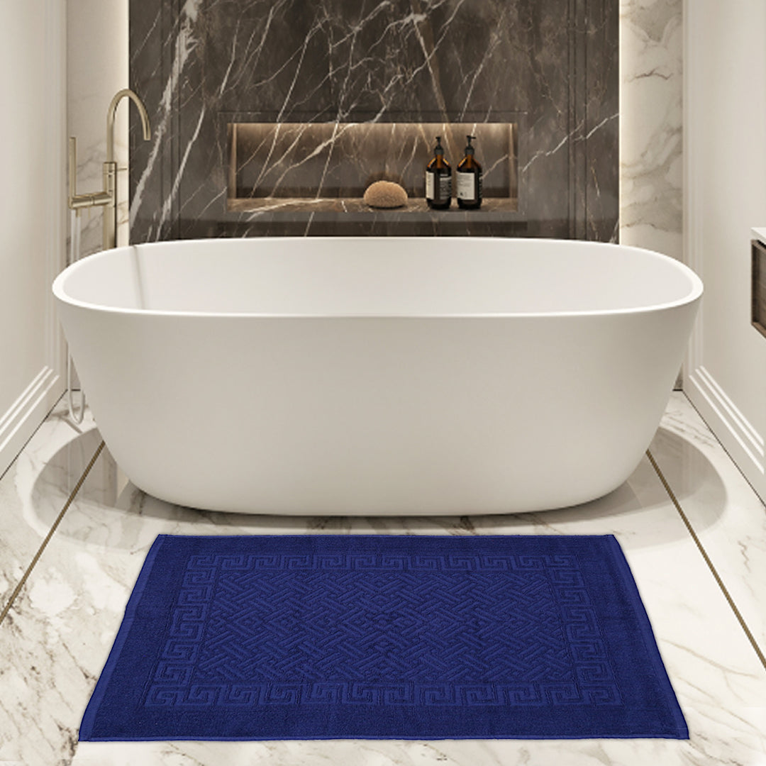 greek bath mat blue