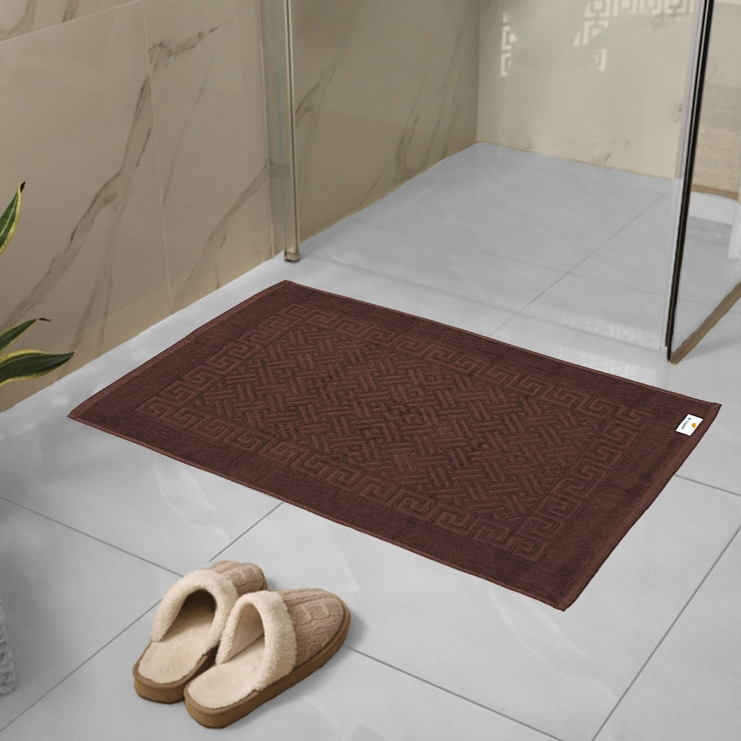 greek bath mat brown