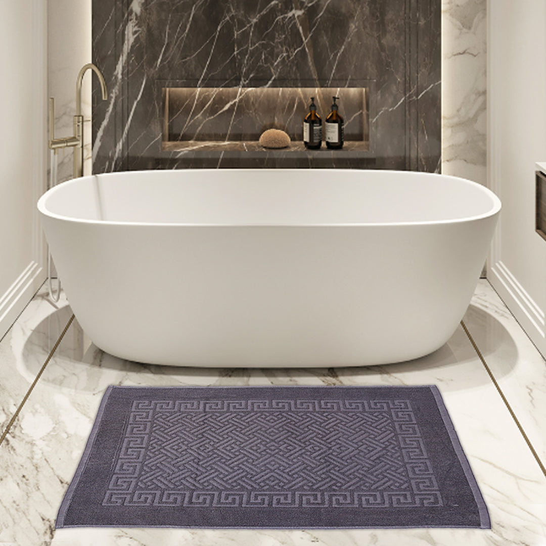 greek bath mat grey