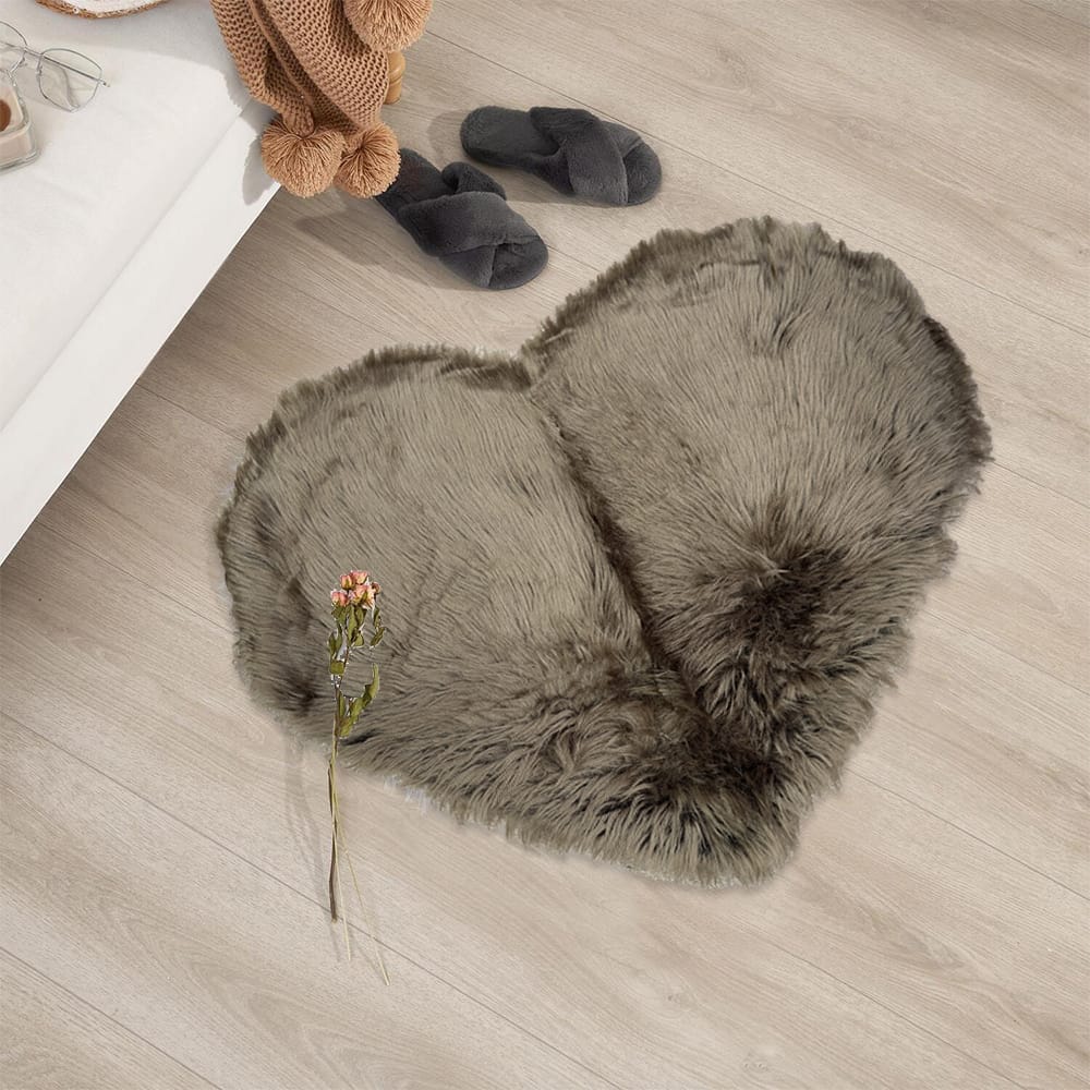 heart shaped rug brown