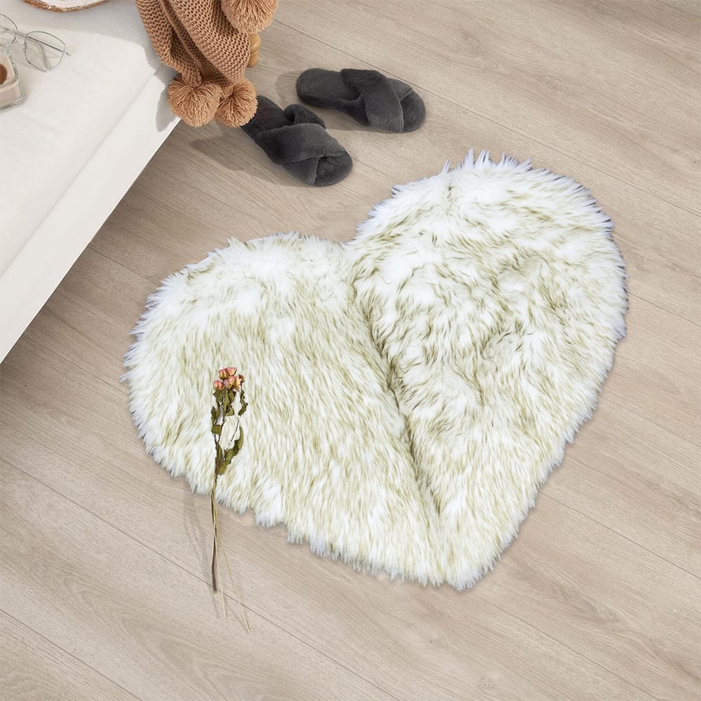 heart shaped rug off white