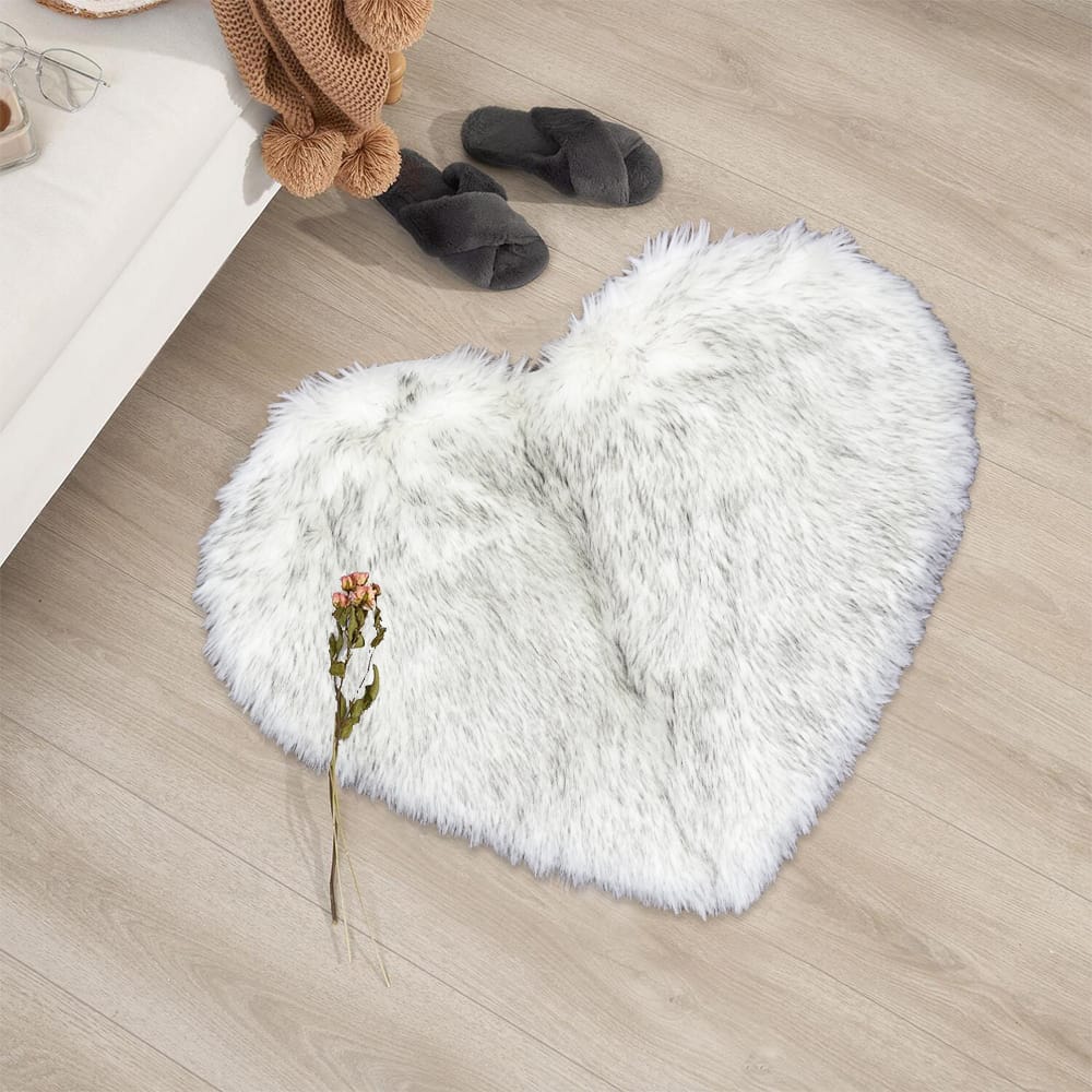 heart shaped rug white black