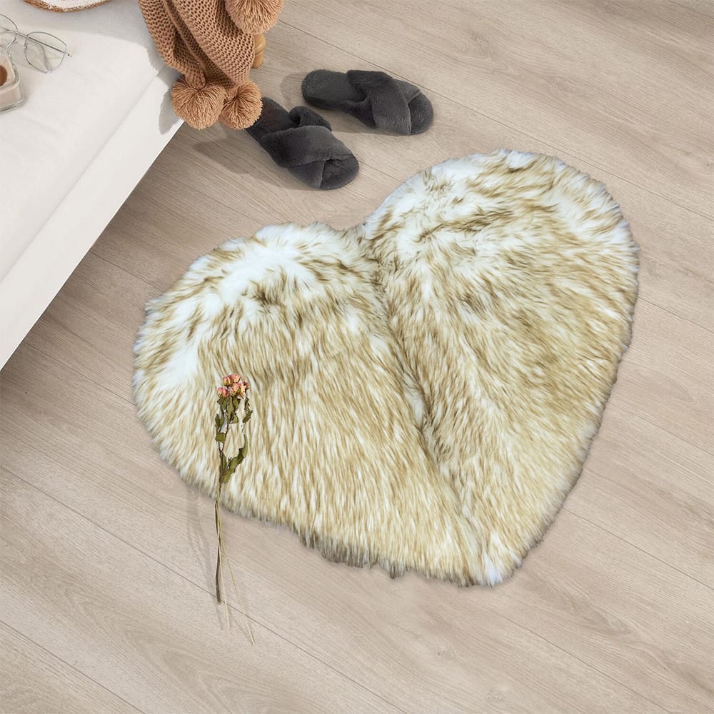 heart shaped rug yellow white