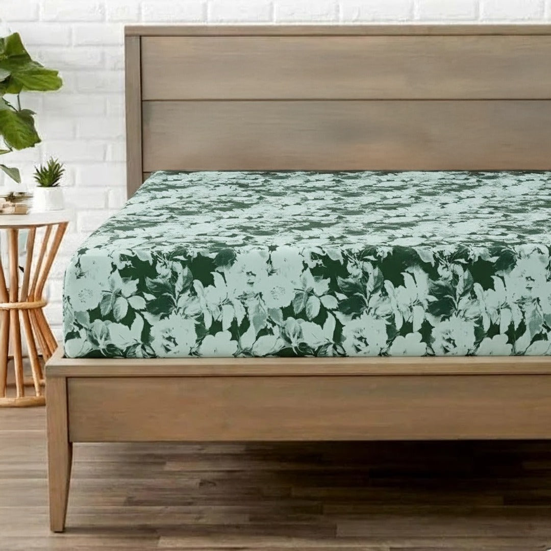 Hunter Green Printed Fitted Sheet
