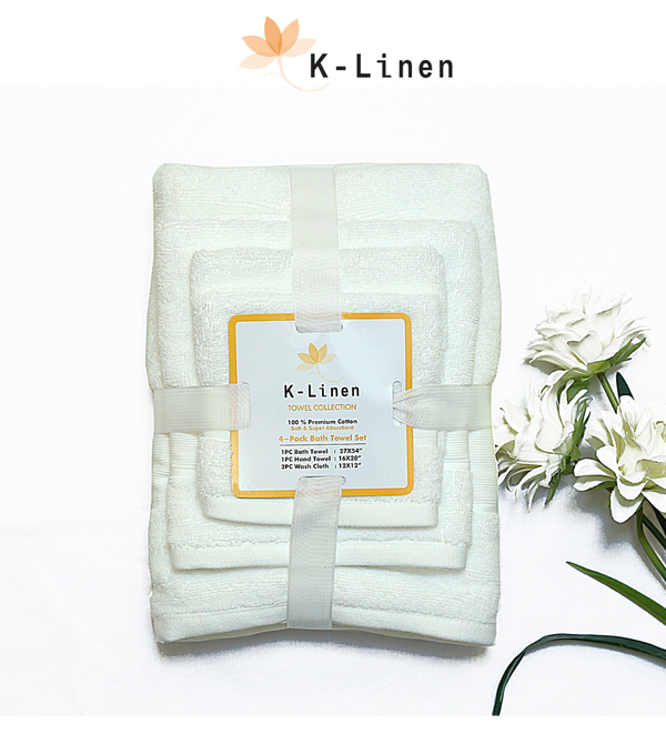 K-Linen Towel Set 4 Pcs - White