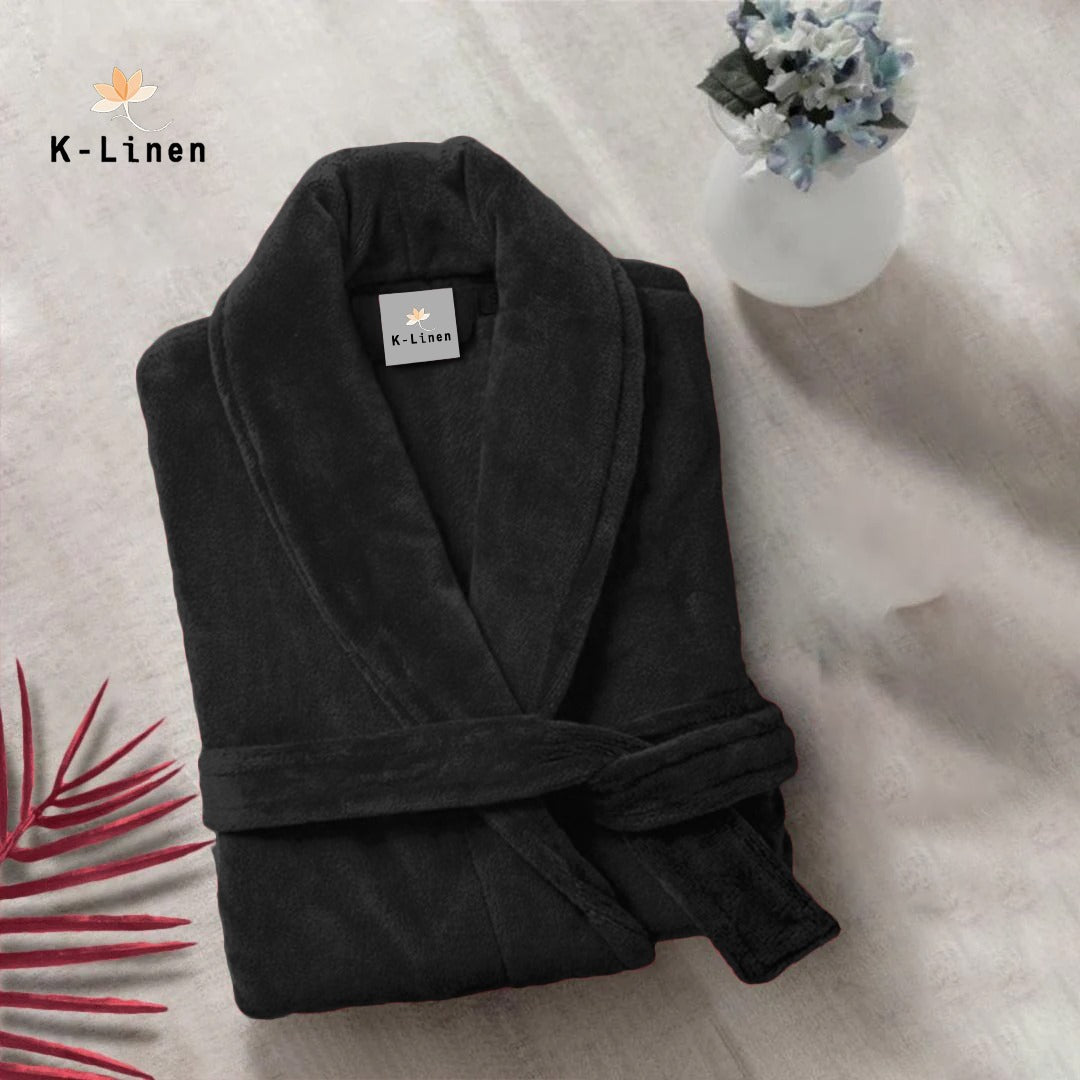 velvet black bathrobe