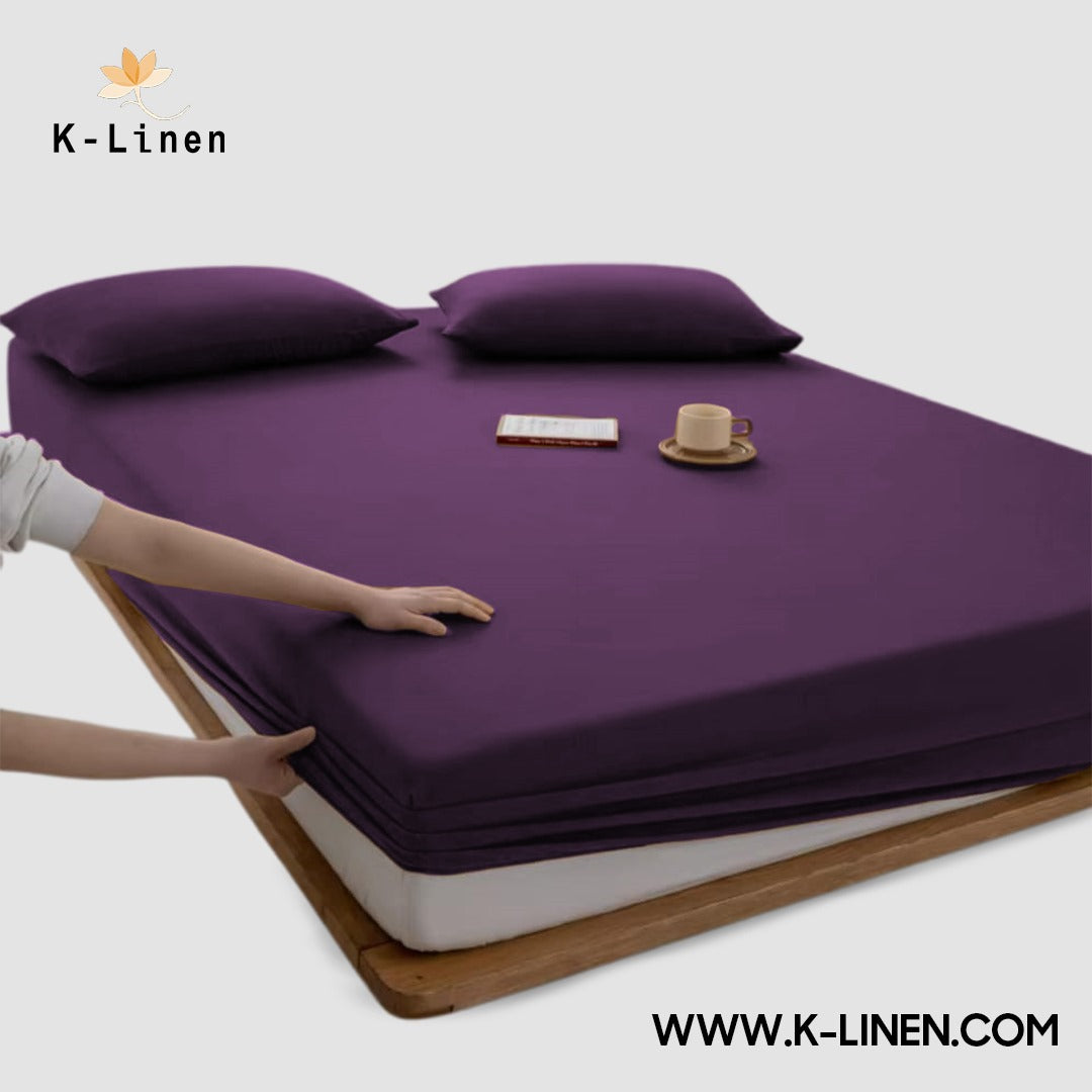 Jersey Bed Fitted Sheet - Dark Purple