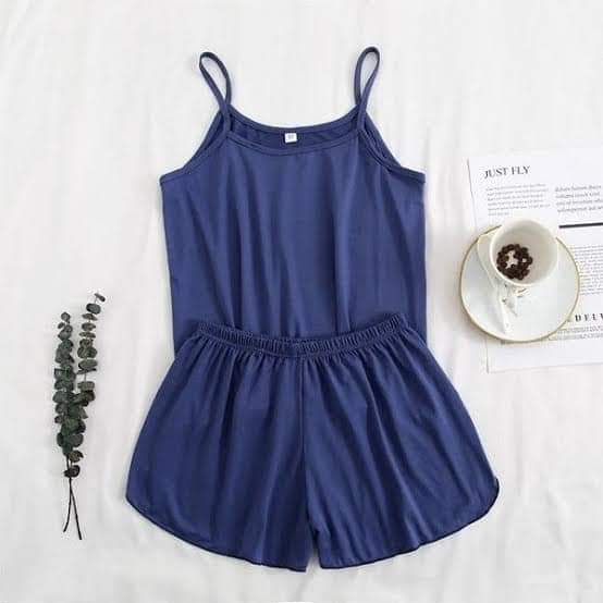 Women Jersey Camisole Set 2 Pcs - Navy Blue