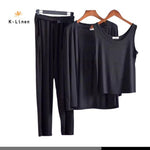 women jersey suit 3 pcs black suit.