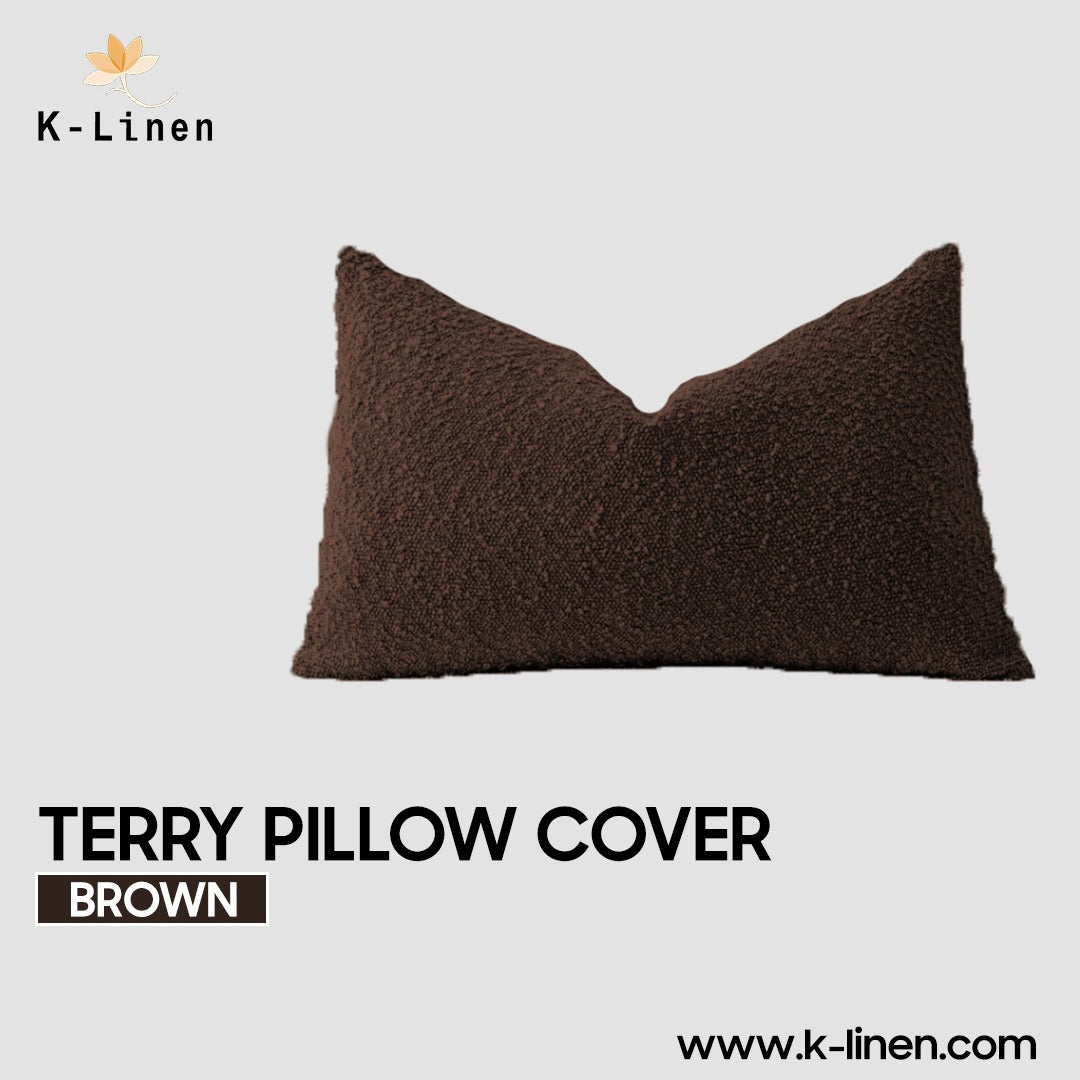 Pair of Terry Pillow Cover - Brown