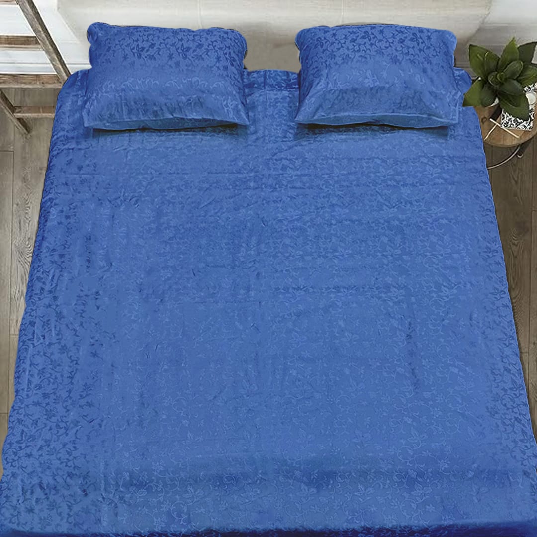 jacquard bedsheet blue bed sheet set.