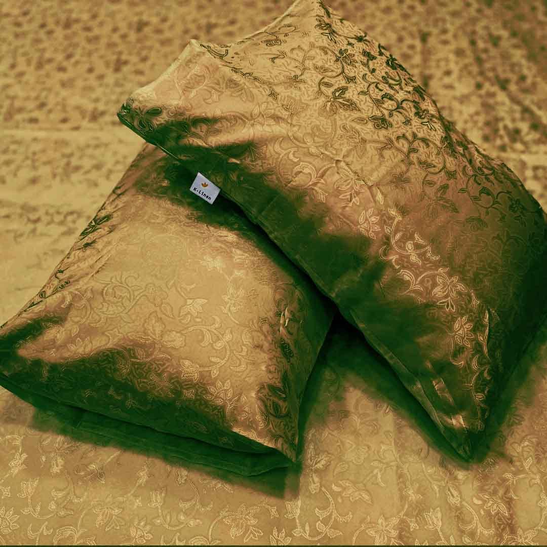 jacquard bedsheet golden bed sheet set.