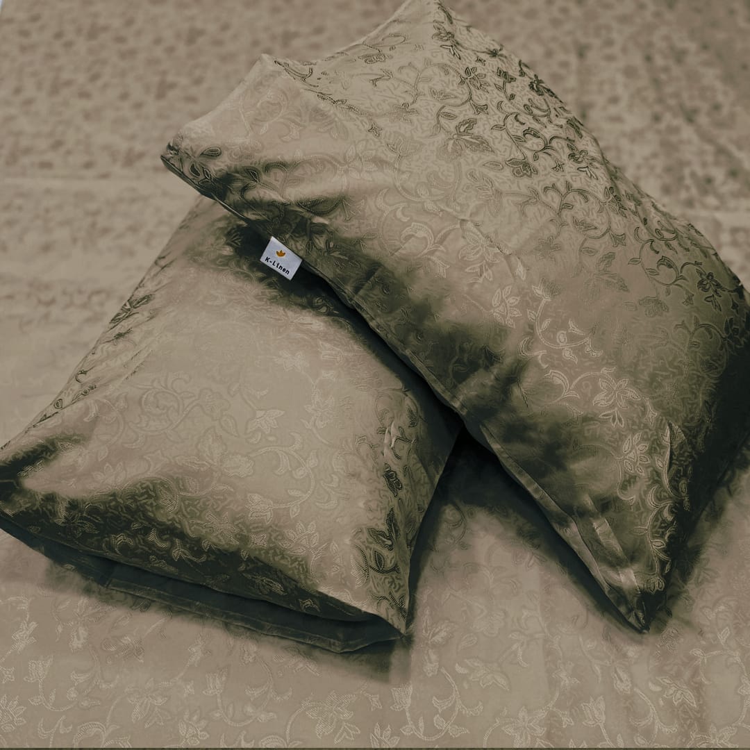 jacquard bedsheet light grey bed sheet set.
