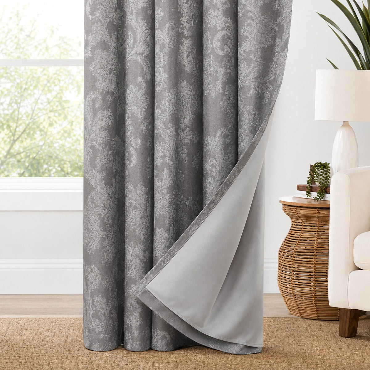 Jacquard Curtains Grey 