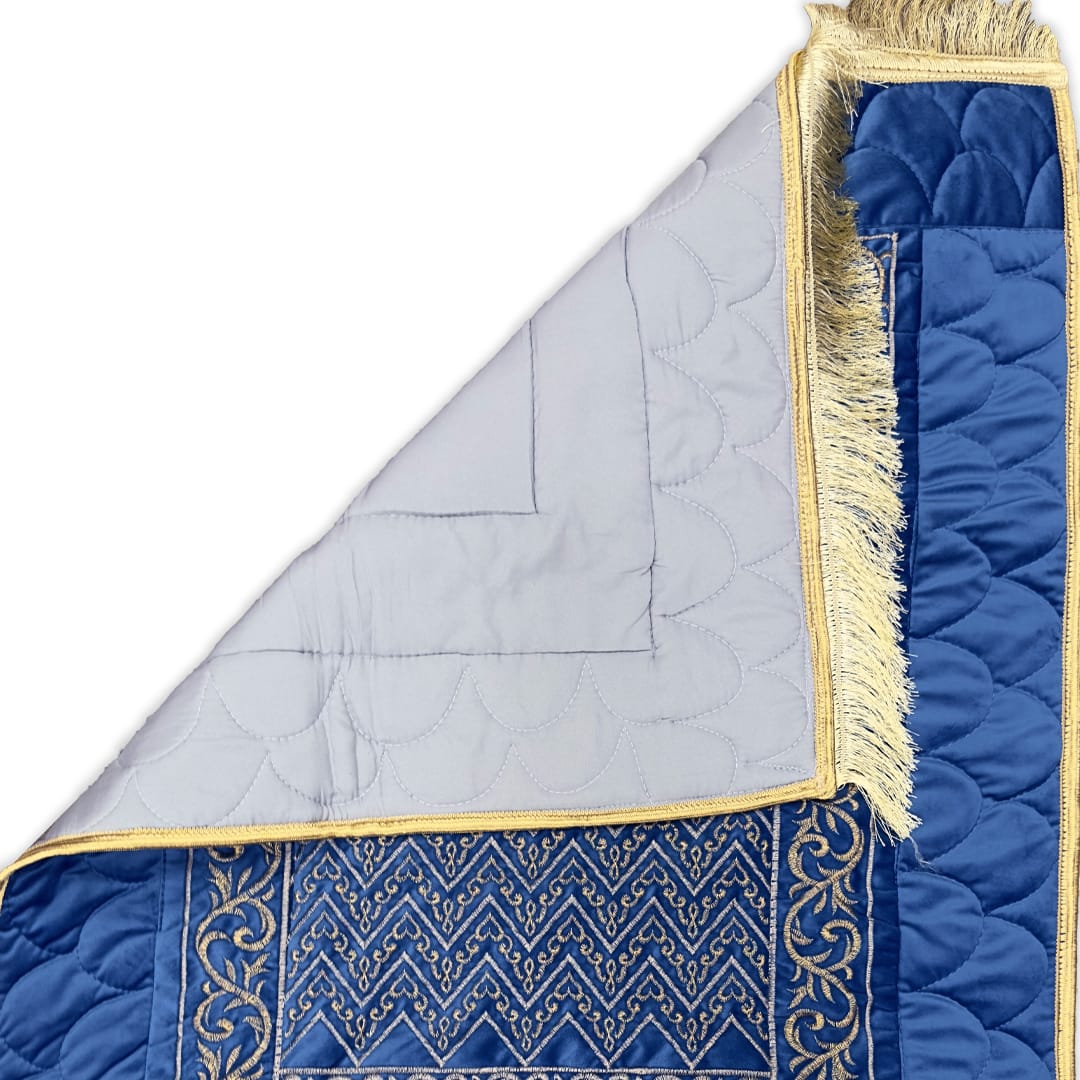 Embroided Velvet Prayer Mat - Blue