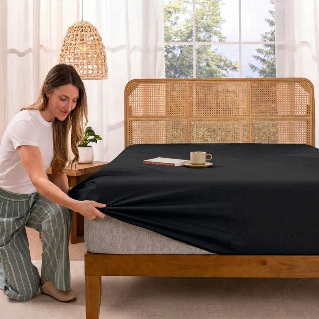 Jersey Bed Fitted Sheet Black 