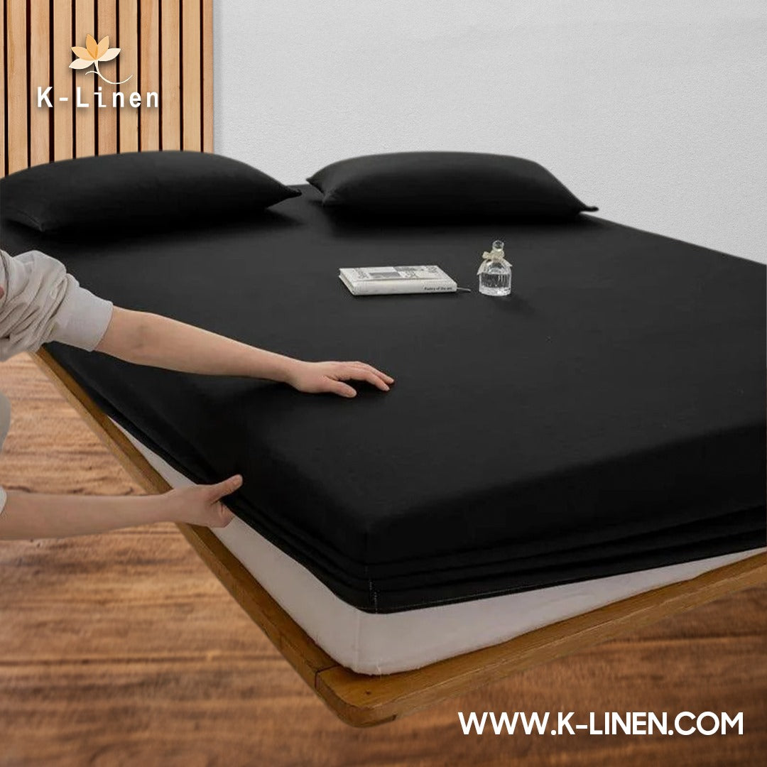 Jersey Bed Fitted Sheet Black 