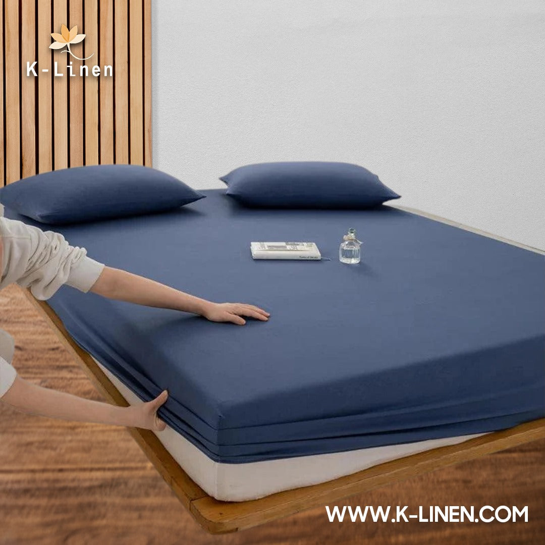 Jersey Bed Fitted Sheet Blue