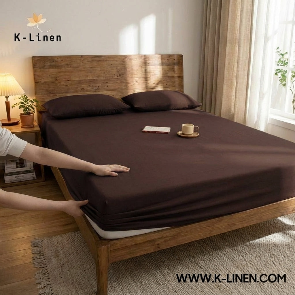 Jersey Bed Fitted Sheet Brown