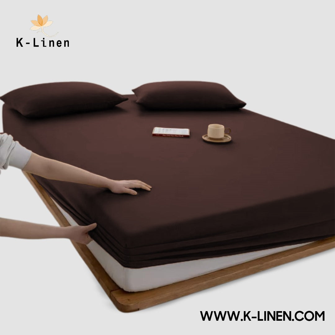 Jersey Bed Fitted Sheet Brown